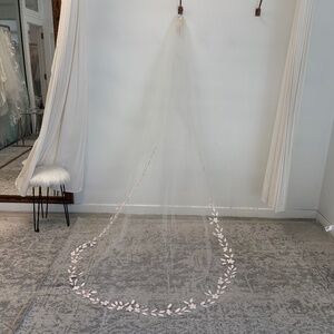 Blush Botanical Handpainted Veil
